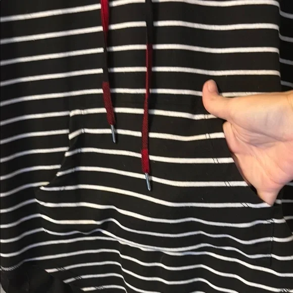 Maurices Black and White Striped Hoodie Sweatshirt - Picture 4 of 6